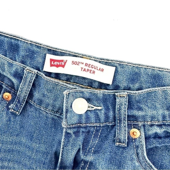 Levi’s Youth Boys Sz 12 Regular 502 REGULAR TAPER Blue Denim Jeans Roll Up Hem - Picture 6 of 13